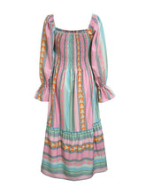 Ruffled Striped Long Sleeve Dress OutfitFlow